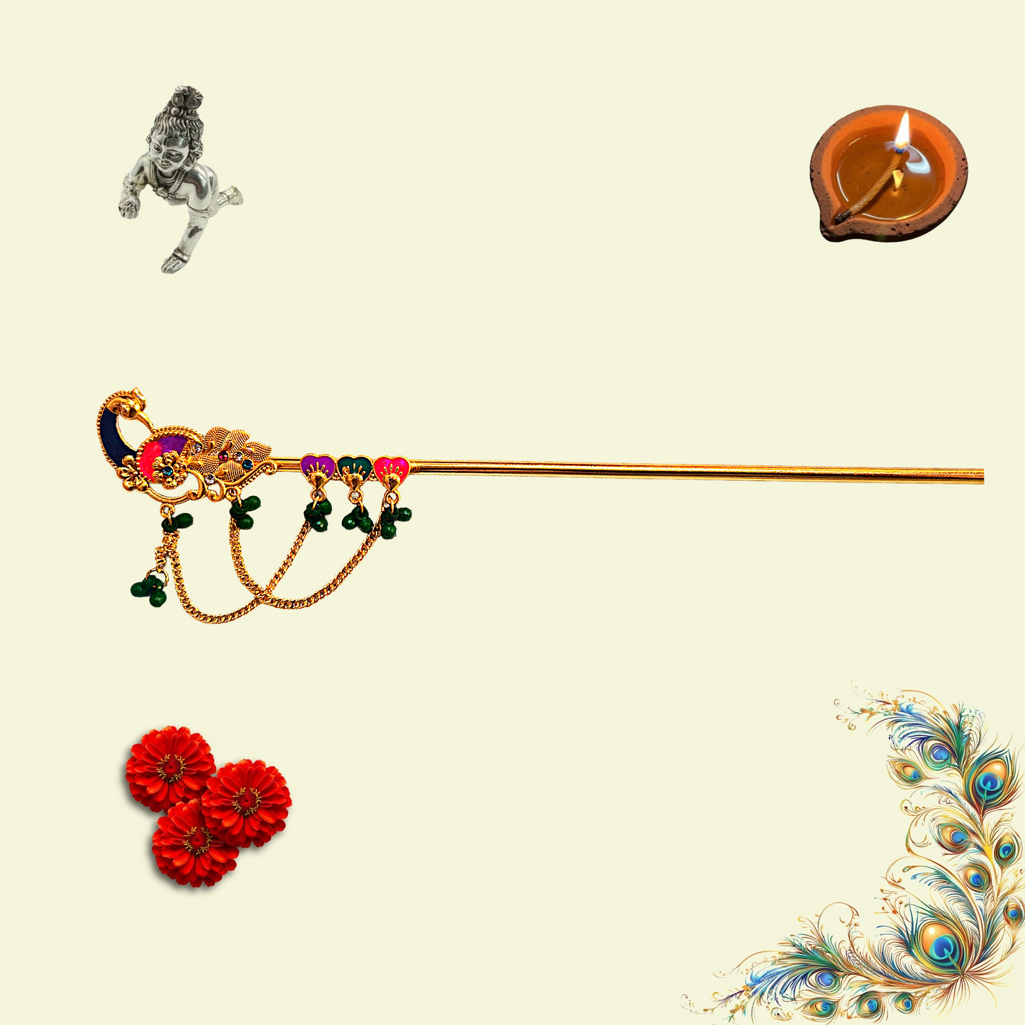 "Shri Krishna’s Flute – A Symbol of Devotion and Beauty" 10 number size ke sath