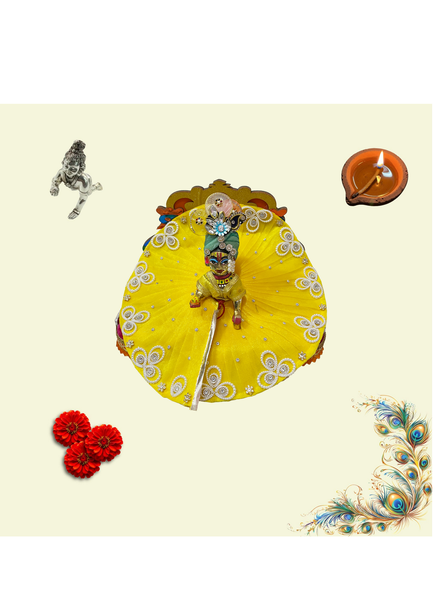 Yellow color Divine Poshak – Handmade by Radha Madhav”
