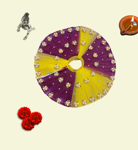 Yellow and pink color Divine Poshak – Handmade by Radha Madhav”