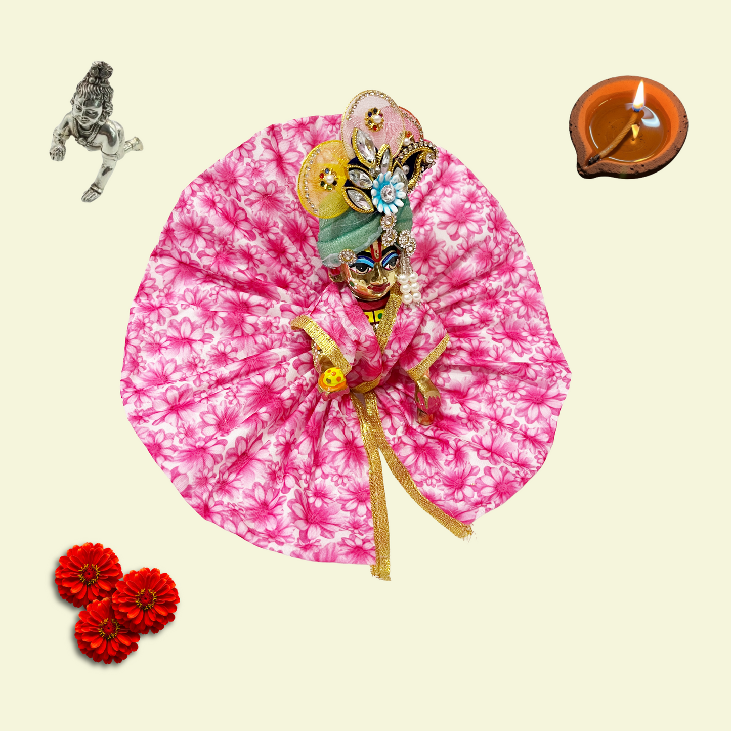Pink color  Divine Poshak – Handmade by Radha Madhav”