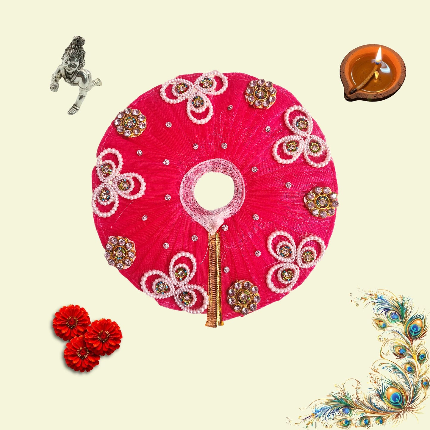 Pink color Divine Poshak – Handmade by Radha Madhav”