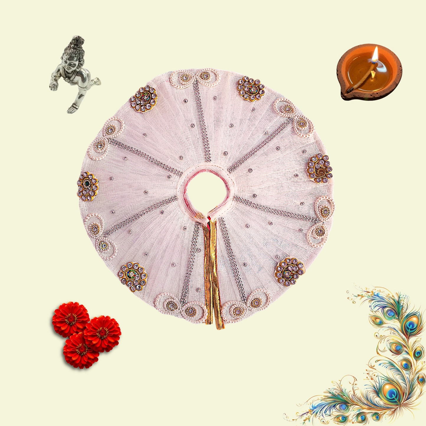 white color Divine Poshak – Handmade by Radha Madhav”